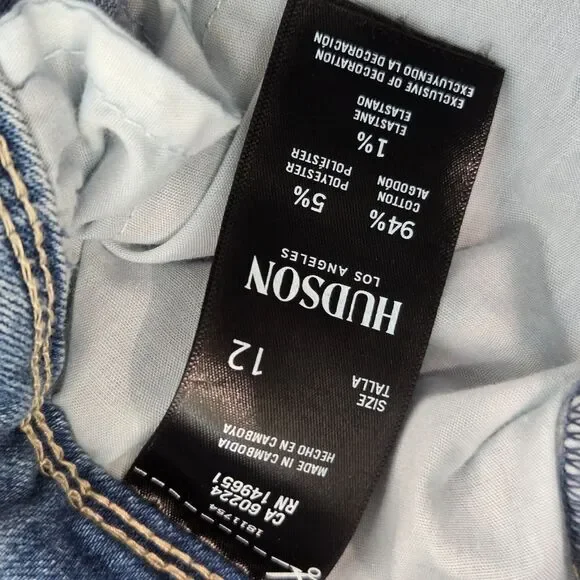 Hudson Jeans Womens 12 Blue Lighter Wash Straight Leg Stretch Denim Flap Pockets - Picture 11 of 14